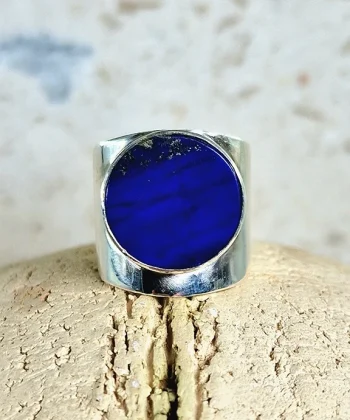 Χειροποίητο δαχτυλίδι ασημένιο με πέτρα lapis lazuli από ασήμι 925 μέγεθος 54 ανοιγόμενο