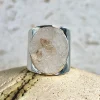 Χειροποίητο δαχτυλίδι ασημένιο με πέτρα λευκού χαλαζία από ασήμι 925 μέγεθος 54 ανοιγόμενο