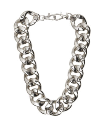 Χειροποίητο κοντό κολιέ με χοντρή αλυσίδα σε ασημί χρώμα