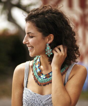 Alternative view of Έθνικ κολιέ apache σε τυρκουάζ και κοραλλί απόχρωση