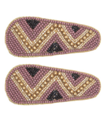 Χειροποίητα hairclips με γεωμετρικό σχέδιο σε ροζ και χρυσή απόχρωση, υλικό ρητίνη και μέταλλο