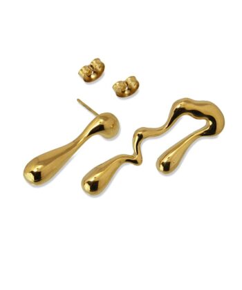 Alternative view of Σκουλαρίκια ρευστές σταγόνες σε χρυσό