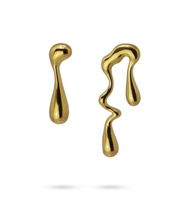 Σκουλαρίκια με σχέδιο σταγόνας που λιώνει. Είναι κατασκευασμένα από χειρουργικό χάλυβα για να είναι αντιαλλεργικά και ανοξείδωτα. Το μεγαλύτερο είναι 40mm και το άλλο 25mm. Με κλείσιμο τύπου πεταλούδας.