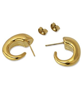 Alternative view of Σκουλαρίκια ρευστοί κρίκοι σε χρυσό