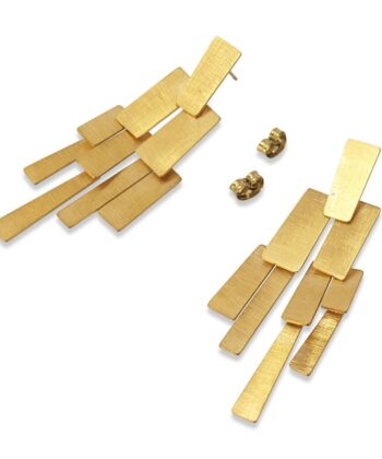 Alternative view of Σκουλαρίκια με γεωμετρικό σχέδιο ορθογώνια σε χρυσό