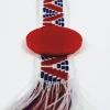 Χειροποίητα βραχιόλι bohemian twist σε κόκκινο χρώμα από plexi glass με υφαντό ιμάντα σε άσπρο, κόκκινο και μπλε. Μήκος ιμάντα 25εκ. Μέγεθος στοιχείου plexi glass 4x4x0.3εκ. Προσαρμοζόμενο κούμπωμα με τρουκ 2 θέσεων.