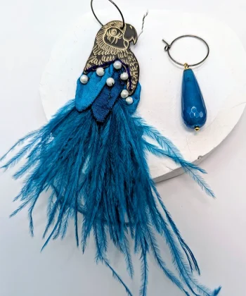 Alternative view of Σκουλαρίκια παπαγάλος σε μπλε αποχρώσεις