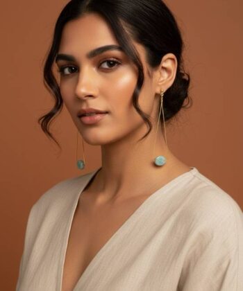 Alternative view of Μακριά σκουλαρίκια με αμαζονίτη