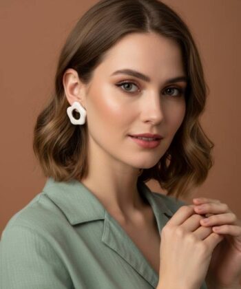 Alternative view of Σκουλαρίκια κεραμικά ασύμμετρος κύκλος