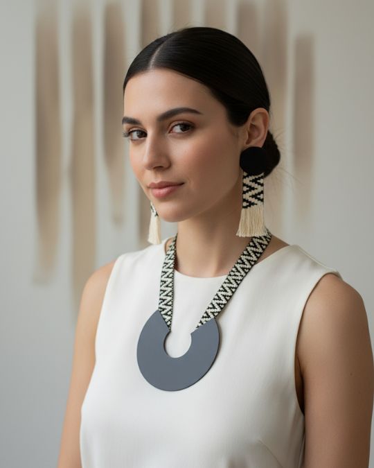 Κολιέ πέταλο μαύρο plexi glass - Image 2