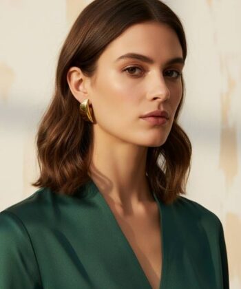 Alternative view of Σκουλαρίκια χρυσά μισοφέγγαρα