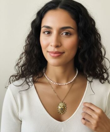 Alternative view of Διπλό κολιέ καρδιά μάτι