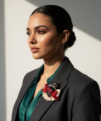 Alternative view of Καρφίτσα καρδιά με κόκκινα τριαντάφυλλα