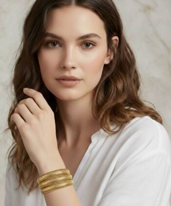 Alternative view of Βραχιόλι με τρεις σειρές σε χρυσό