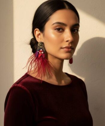 Alternative view of Σκουλαρίκια παπαγάλος σε κόκκινες αποχρώσεις