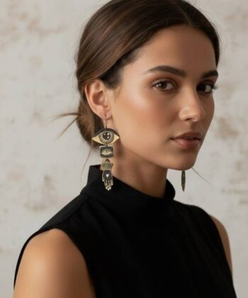 Alternative view of Σκουλαρίκια μακριά με χαραγμένα σύμβολα