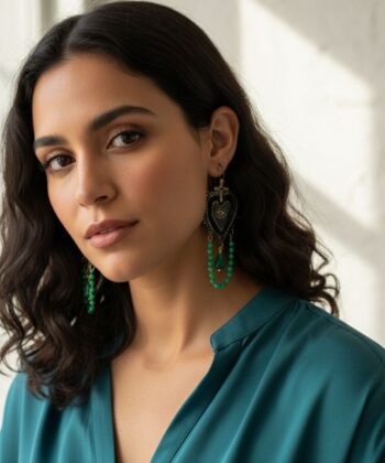 Alternative view of Σκουλαρίκια τρισδιάστατη σκαλιστή καρδιά